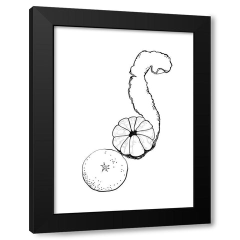 Line art tangerine Black Modern Wood Framed Art Print with Double Matting by Laiz Blursbyai, Rosana
