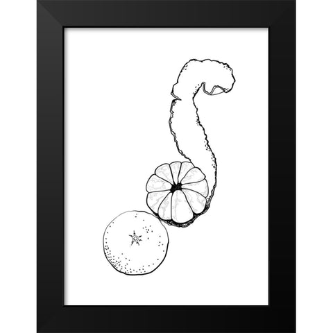 Line art tangerine Black Modern Wood Framed Art Print by Laiz Blursbyai, Rosana