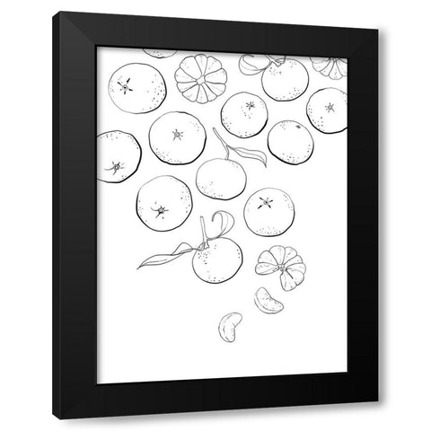 Line art tangerines Black Modern Wood Framed Art Print with Double Matting by Laiz Blursbyai, Rosana