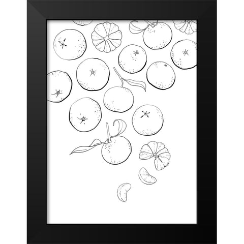 Line art tangerines Black Modern Wood Framed Art Print by Laiz Blursbyai, Rosana