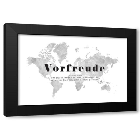 Vorfreude world map Black Modern Wood Framed Art Print by Laiz Blursbyai, Rosana
