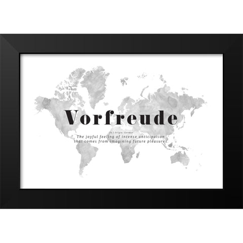 Vorfreude world map Black Modern Wood Framed Art Print by Laiz Blursbyai, Rosana