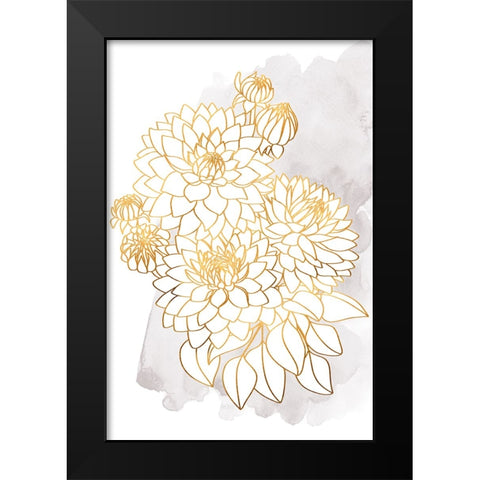 Pacey bouquet in gold and grey Black Modern Wood Framed Art Print by Laiz Blursbyai, Rosana