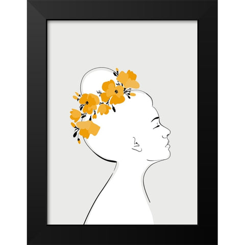Floral Sanyu portrait Black Modern Wood Framed Art Print by Laiz Blursbyai, Rosana