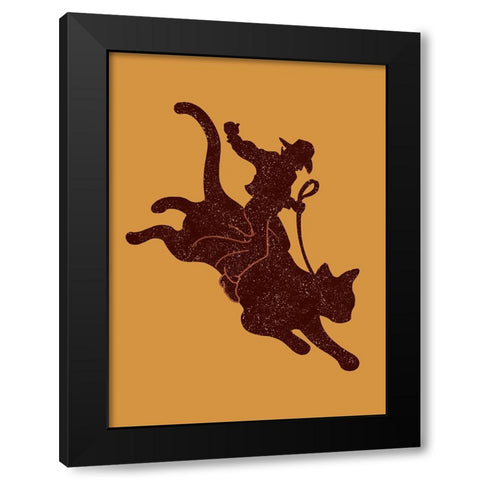 Rodeo Cat Black Modern Wood Framed Art Print by Lawless, Adam