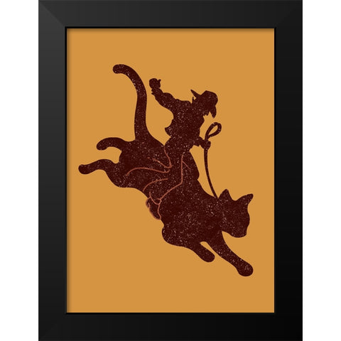 Rodeo Cat Black Modern Wood Framed Art Print by Lawless, Adam