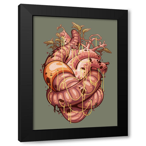 Heartworm Black Modern Wood Framed Art Print with Double Matting by Lawless, Adam