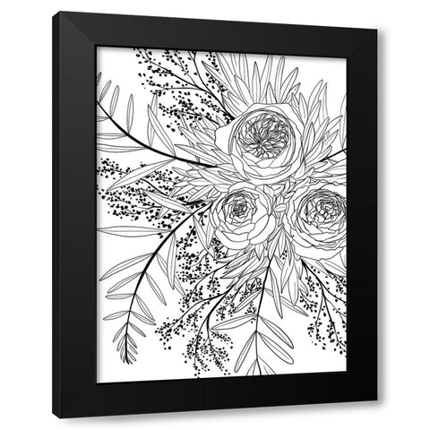 Haruyo bouquet Black Modern Wood Framed Art Print by Laiz Blursbyai, Rosana