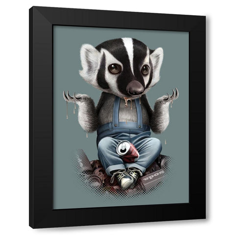 Badger Chill Black Modern Wood Framed Art Print by Lawless, Adam