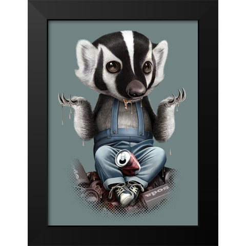 Badger Chill Black Modern Wood Framed Art Print by Lawless, Adam