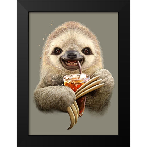 Sloth and Soft Drink Black Modern Wood Framed Art Print by Lawless, Adam