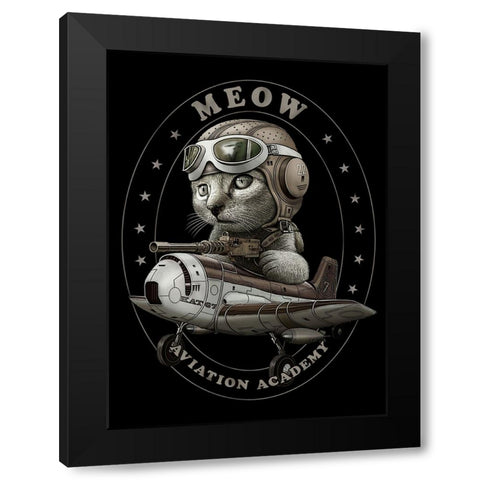 Meow Academy Black Modern Wood Framed Art Print by Lawless, Adam