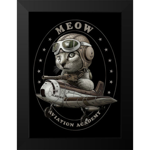 Meow Academy Black Modern Wood Framed Art Print by Lawless, Adam