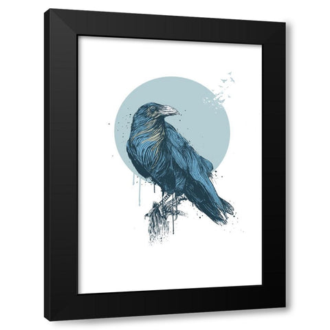 Blue crow Black Modern Wood Framed Art Print by Solti, Balazs