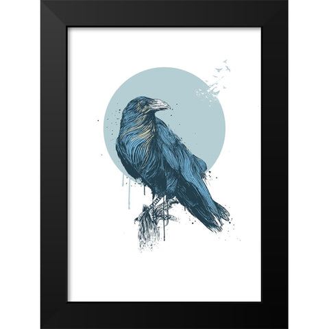 Blue crow Black Modern Wood Framed Art Print by Solti, Balazs