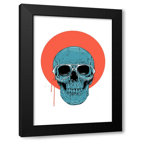 Blue Skull II Black Modern Wood Framed Art Print with Double Matting by Solti, Balazs