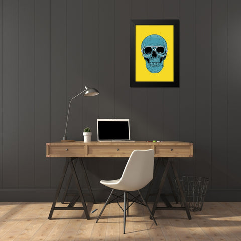 Blue Skull Black Modern Wood Framed Art Print by Solti, Balazs