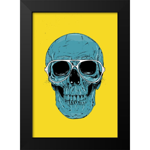 Blue Skull Black Modern Wood Framed Art Print by Solti, Balazs