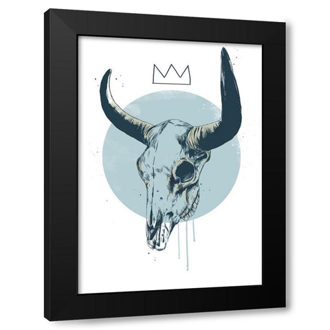 Bull skull Black Modern Wood Framed Art Print with Double Matting by Solti, Balazs