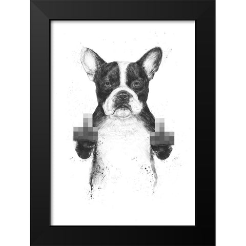 Censored dog Black Modern Wood Framed Art Print by Solti, Balazs