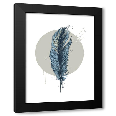 Feather in a circle Black Modern Wood Framed Art Print with Double Matting by Solti, Balazs