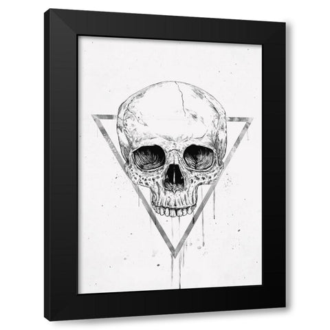 Skull in a triangle (bw) Black Modern Wood Framed Art Print with Double Matting by Solti, Balazs