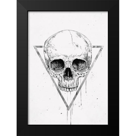 Skull in a triangle (bw) Black Modern Wood Framed Art Print by Solti, Balazs