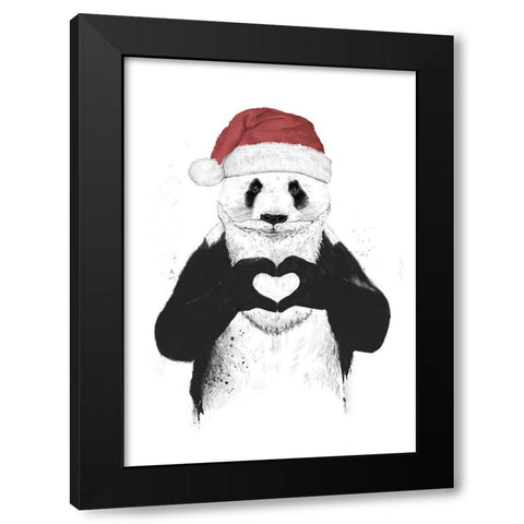 Santa panda Black Modern Wood Framed Art Print by Solti, Balazs