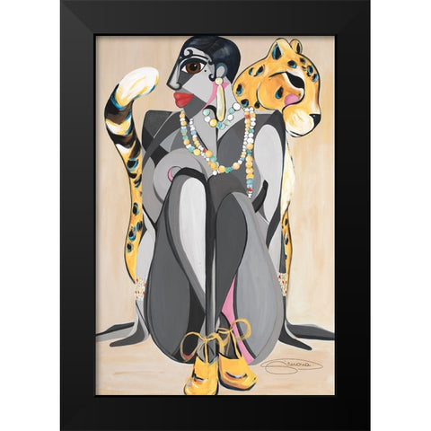 Josephine Baker Black Modern Wood Framed Art Print by Florea, Simona