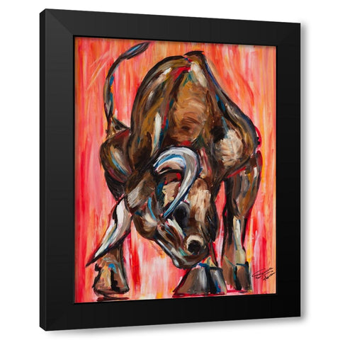 Bull Black Modern Wood Framed Art Print by Florea, Simona