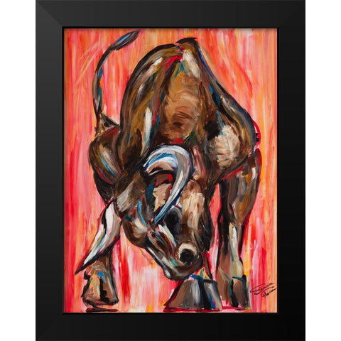 Bull Black Modern Wood Framed Art Print by Florea, Simona