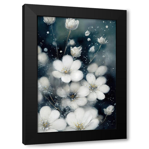 Frozen Flowers Black Modern Wood Framed Art Print with Double Matting by Treechild