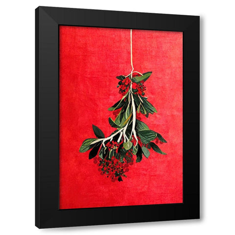 Painted Mistletoe Black Modern Wood Framed Art Print by Treechild