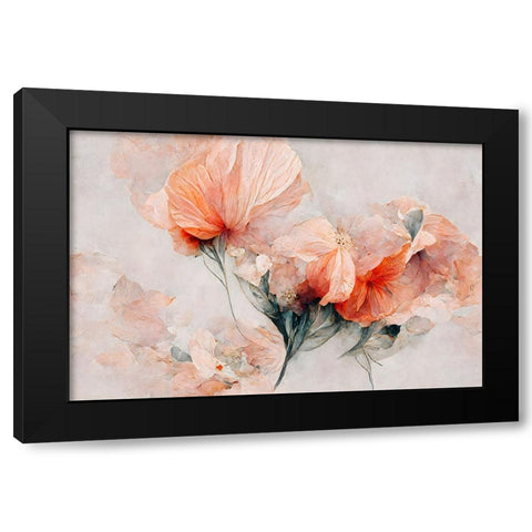 Wild Flowers On Beige Background Black Modern Wood Framed Art Print by Treechild