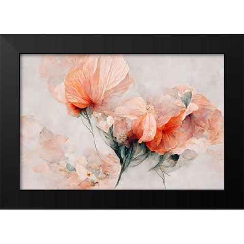 Wild Flowers On Beige Background Black Modern Wood Framed Art Print by Treechild