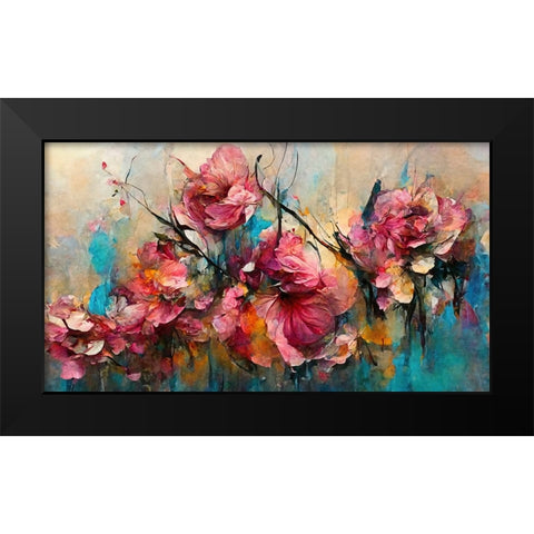 Wild Rough Roses Black Modern Wood Framed Art Print by Treechild