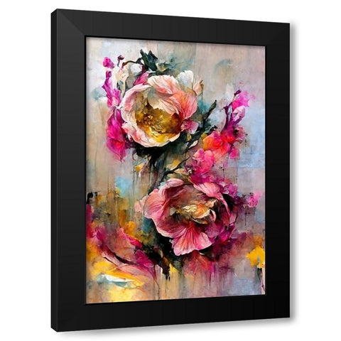 Wild Roses Black Modern Wood Framed Art Print by Treechild