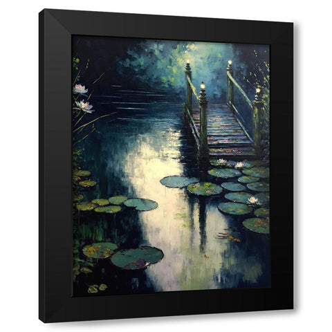 Footbridge By The Water Black Modern Wood Framed Art Print with Double Matting by Treechild