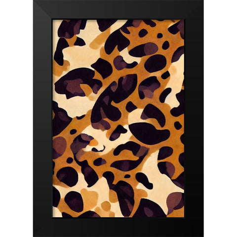 Leo Pattern Black Modern Wood Framed Art Print by Treechild