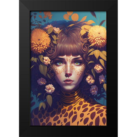 Leo Woman Black Modern Wood Framed Art Print by Treechild