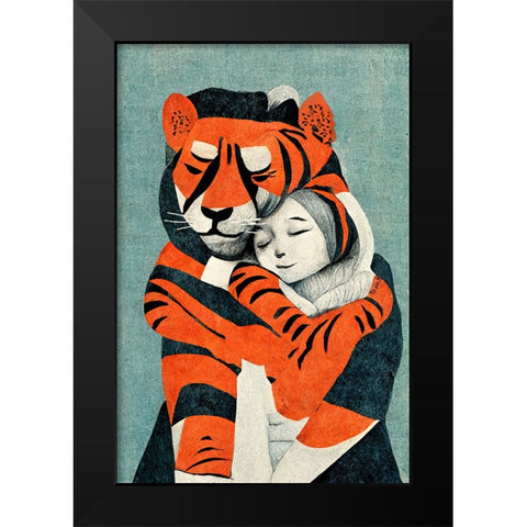 My Tiger And Me Black Modern Wood Framed Art Print by Treechild