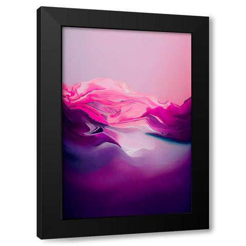 Purple Wave Black Modern Wood Framed Art Print with Double Matting by Treechild