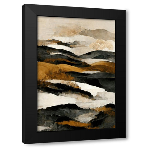 Ochre And Beige Mountains Black Modern Wood Framed Art Print with Double Matting by Treechild
