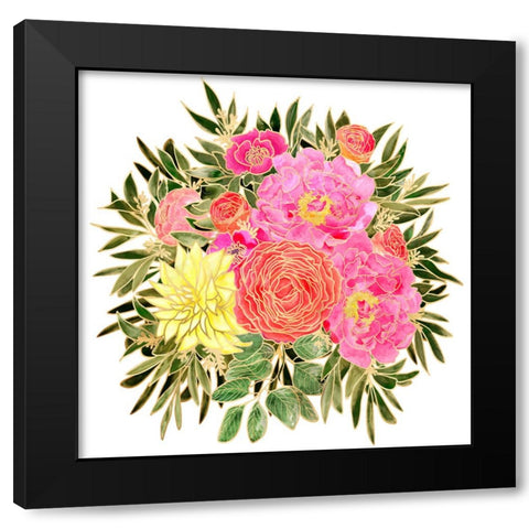 Colorful Nanette floral bouquet Black Modern Wood Framed Art Print with Double Matting by Laiz Blursbyai, Rosana