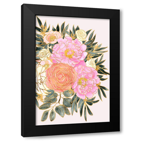 Nanette floral art in pastels Black Modern Wood Framed Art Print with Double Matting by Laiz Blursbyai, Rosana