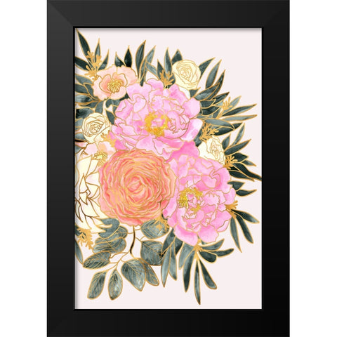 Nanette floral art in pastels Black Modern Wood Framed Art Print by Laiz Blursbyai, Rosana
