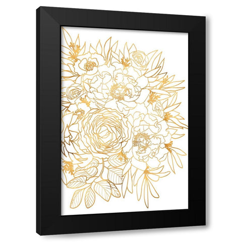 Nanette floral art in gold Black Modern Wood Framed Art Print with Double Matting by Laiz Blursbyai, Rosana