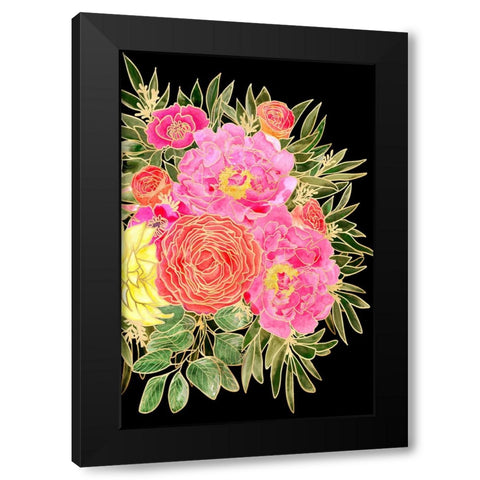 Nanette floral art in bright colors Black Modern Wood Framed Art Print with Double Matting by Laiz Blursbyai, Rosana