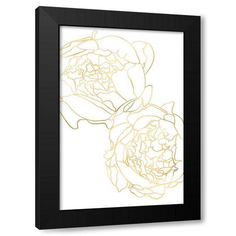 Sallys peonies in gold Black Modern Wood Framed Art Print with Double Matting by Laiz Blursbyai, Rosana