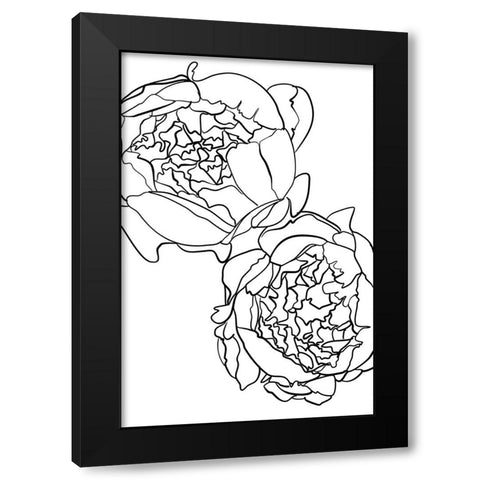 Sallys peonies in black and white Black Modern Wood Framed Art Print with Double Matting by Laiz Blursbyai, Rosana